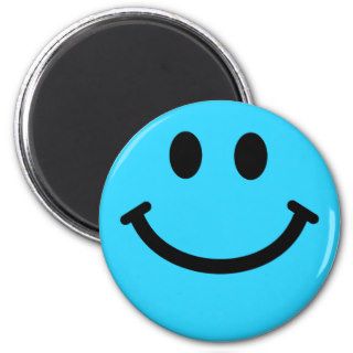 Happy Smiley Face   blue Magnet