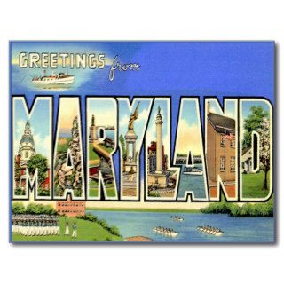 Maryland MD Big Letter Vintage Postcard