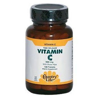 Country Life   Vitamin C with Rose Hips Time Release 500 mg.   100 Tablets ( Multi Pack) Health & Personal Care