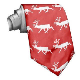 White Reindeer / Caribou Silhouette Custom Ties