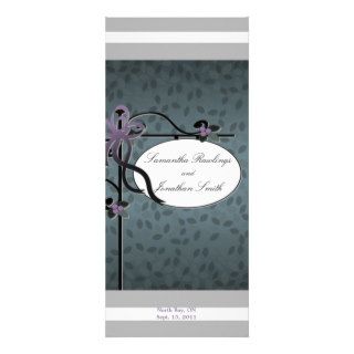 Winter Wedding Church Program   Purple Blue Silver Personalized Rack Card