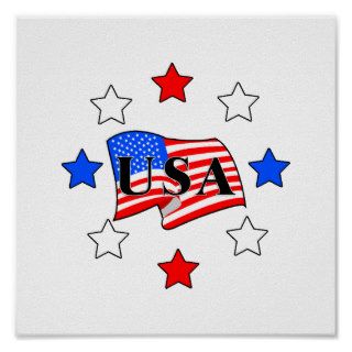 USA Flag and Stars Print