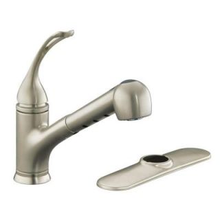 KOHLER Coralais 1 hole or 3 hole kitchen sink faucet, pullout sprayhead, 9 spout and loop handle in Vibrant Brushed Nickel K 15160 L BN