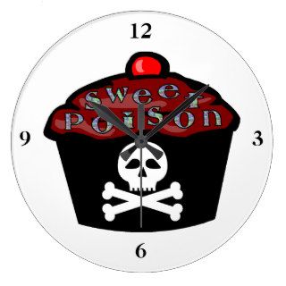 Sweet Poison Cupcake Skull & Crossbones Wallclock