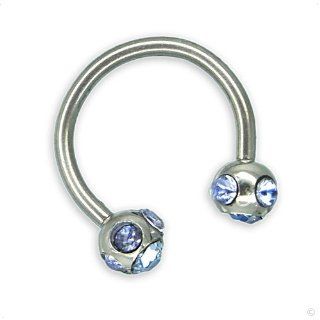 Piercing Horseshoe strass blue stainless steel #664, body jewellery Jewelry