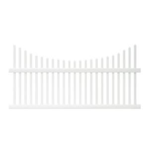 Pro Series 42 in. x 8 ft. Vinyl Alexandria Scalloped Spaced Picket Fence Panel   Unassembled 144735