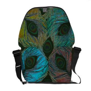 Abstract Peacock feathers pattern messenger bags