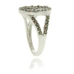 Dolce Giavonna Silver Overlay Marcasite Peace Symbol Ring Dolce Giavonna Gemstone Rings