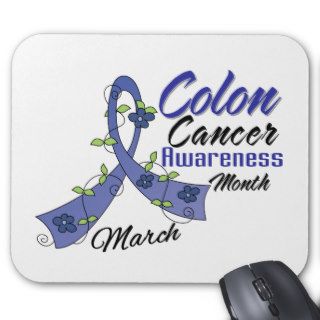 Flower Ribbon Colon Cancer Awareness Month Mouse Pad