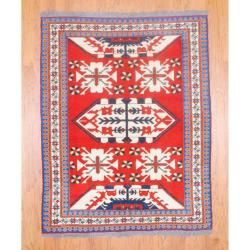 Afghan Hand knotted Kazak Red/ Ivory Wool Rug (5'2 x 6'5) 5x8   6x9 Rugs