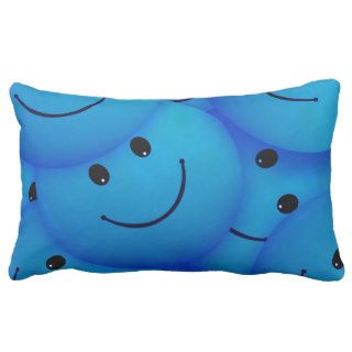 Fun Cool Happy Blue Smiley Faces Pillow