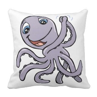 Cartoon Octopus Throw Pillow