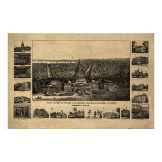 Washington DC 1860 Antique Panoramic Map Poster
