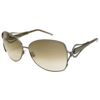 Roberto Cavalli Women's RC595S Iperico Rectangular Sunglasses in Gunmetal/Brown Gradient Roberto Cavalli Designer Sunglasses