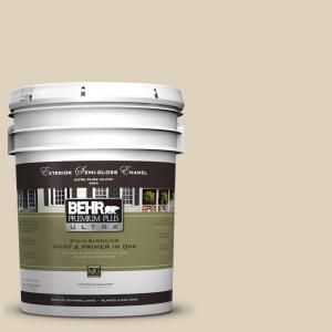 BEHR Premium Plus Ultra 5 gal. #PPU4 12 Natural Almond Semi Gloss Enamel Exterior Paint 585005