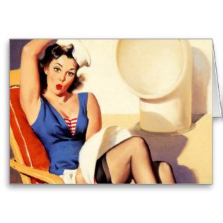 Deck Chair Sailor Pin Up Girl Greeting Cards