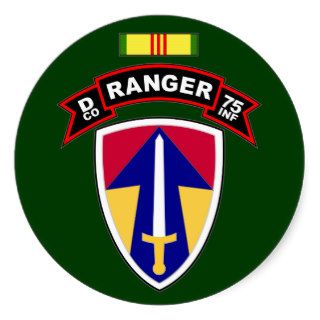 D Co, 75th Infantry Regiment   Rangers, Vietnam Round Stickers