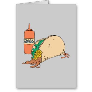 Taco Mexican Food Junk Snack Food Cartoon Art Card