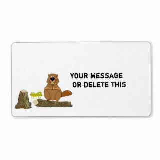 Funny Wood Turning Beaver and Grasshopper Cartoon Custom Shipping Labels
