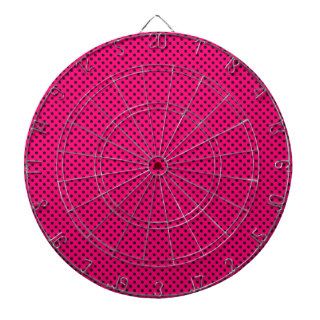 Hot Pink and Black Polka Dot Pattern Dart Boards