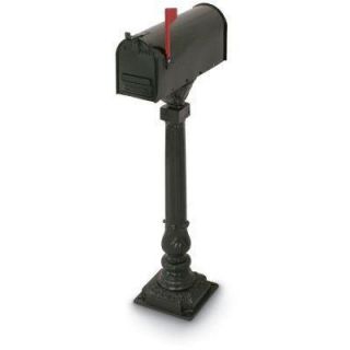 Postal Products Unlimited Cleveland 50 in. Aluminum Black Mailbox and Post N1017771