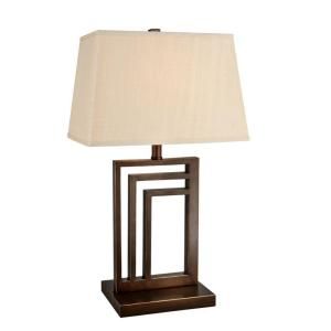 Hampton Bay 27.375 in. Bronze Table Lamp with Fabric Shade GGB7591A 2