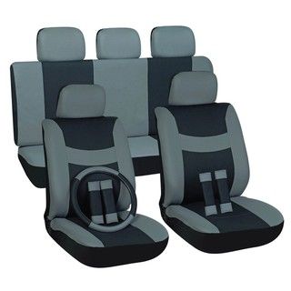 Two tone Grey 16 piece Car Seat Cover Set Car Seat Covers