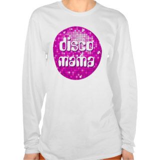 Disco Tiles Pink 'disco mama' ladies long sleeve T shirts