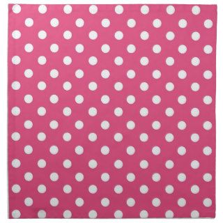 Hot Pink and White Polka Dot Pattern Cloth Napkin