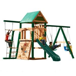 Timber Bilt Playsets Bighorn Ready To Assemble Play Set with Tuff Wood and Summit Slide PB 9242R