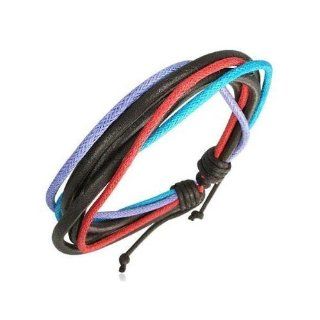 Urban Male Multi Coloured & Stranded Surfer Style Bracelet Leather Expandable Cord Jewelry