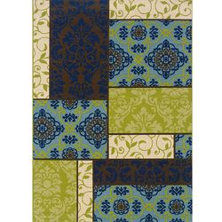 Brown/Blue Geometric Outdoor Area Rug (7'10 x 10'0) Style Haven 7x9   10x14 Rugs