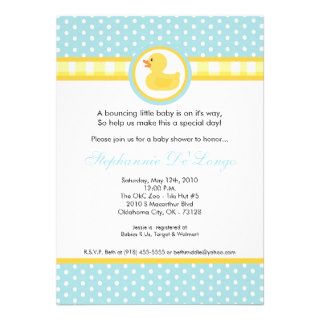 5x7 Yellow Rubber Ducky Baby Shower Invitation
