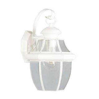 Filament Design 1 Light Outdoor White Wall Lantern with Clear Beveled Glass CLI MEN2151 03