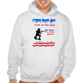Land of the Free because of the Brave Hooded Sweatshirts