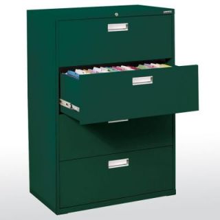 Sandusky 600 Series 36 in. W 4 Drawer Lateral File Cabinet in Forest Green LF6A364 08