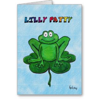 Happy St. Patrick's Day Funny Humor Frog Lilly Pad Cards
