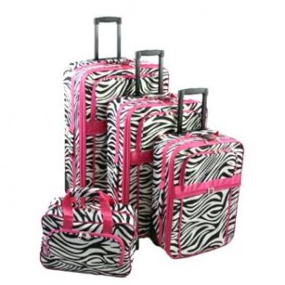 All Season Vacation Expandable 4 Piece Luggage Set   Pink Zebra Stripe Clothing