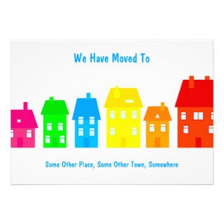 Colourful Town, We Have Moved To, Personalized Invitations