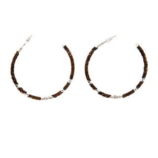 NEXTE Jewelry Silvertone and Spiral Leather Wrap Semi hoop Earrings NEXTE Jewelry Fashion Earrings