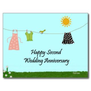 Happy Second Wedding Anniversary Postcard