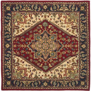 Handmade Heritage Heriz Red/ Navy Wool Rug (8' Square) Safavieh Round/Oval/Square