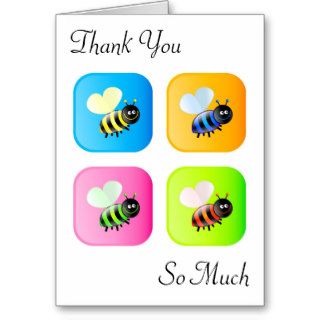 Bee Icons, Thank You, So Much Greeting Cards