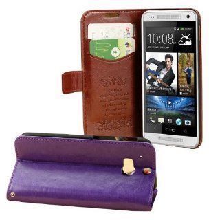 Moon Monkey Well selected Slim Protective Case with Wallet & Magnet Adsorption Designed for Htc One 2/m8 (Purple) Cell Phones & Accessories
