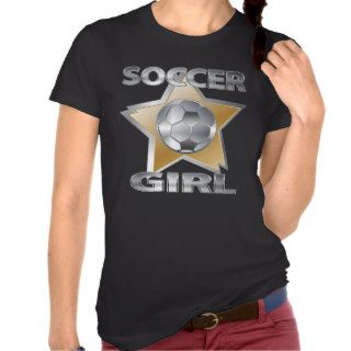 Gold Silver effect soccer girl star design T Shirts