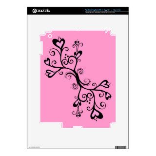 Romantic Pink Scroll Heart Tree iPad 3 Decal
