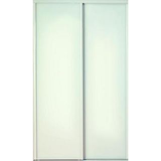 TRUporte M27 Series 47 in. x 80 1/2 in. Steel Framed White Opaque Glass Sliding Door 340170
