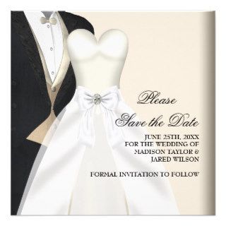Tuxedo Wedding Dress Black White Save The Date Announcement