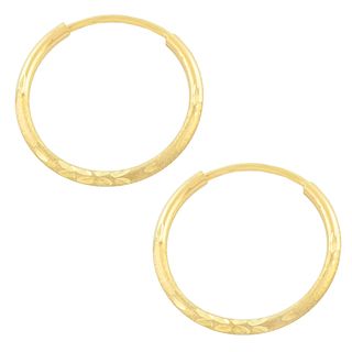 Fremada 10k Yellow Gold Diamond cut Endless Hoop Earrings (1.3x16 mm) Fremada Gold Earrings