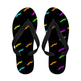 Neon Colors Curly Mustache On Black Sandals